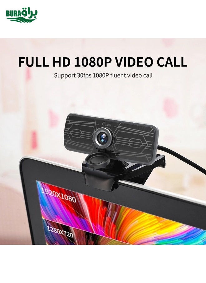Gsou T16s 1080P HD Webcam with Cover Built-in Microphone for Online Classes Broadcast Conference Video