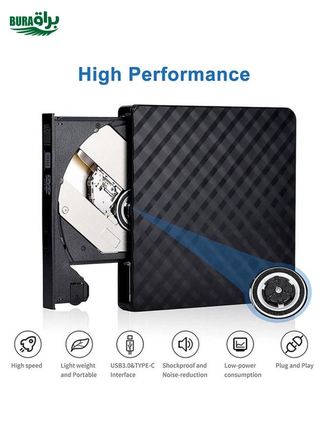 BT699 USB / Type-C External Optical Drive Case Laptop DVD Burner Portable Slim Disc Player