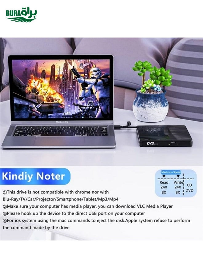 BT689 Portable DVD Burner External Optical Drive CD Player Win10 USB Optical Drive Recorder