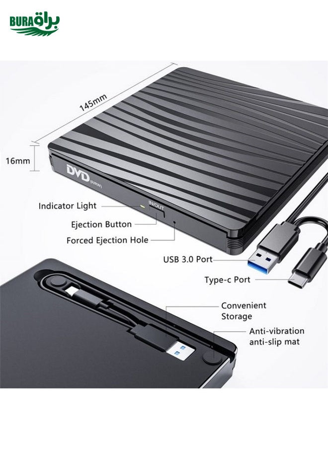 BT689 Portable DVD Burner External Optical Drive CD Player Win10 USB Optical Drive Recorder