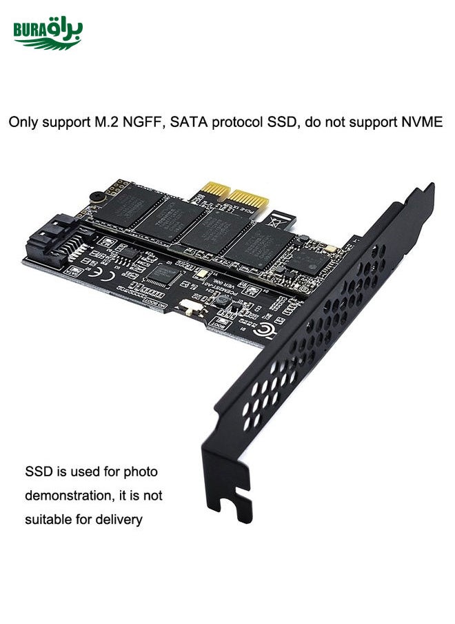 PCI-E to SATA3.0+M2 NGFF Expansion Card 6G Hard Disk Transfer Card(Black)