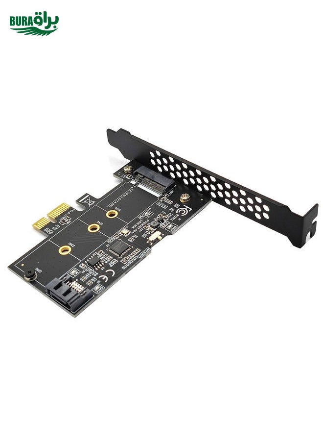 PCI-E to SATA3.0+M2 NGFF Expansion Card 6G Hard Disk Transfer Card(Black)