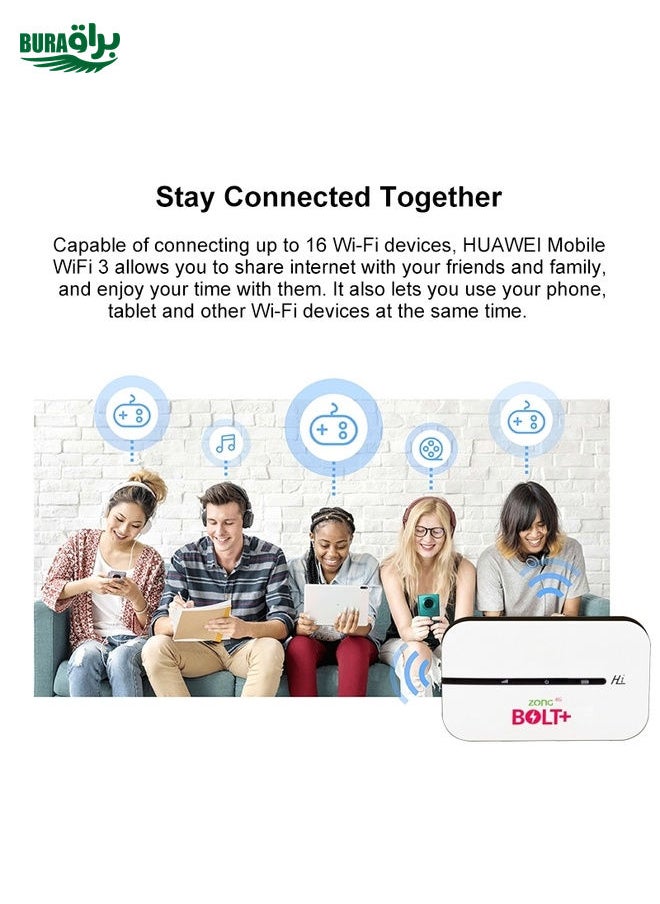 E5576S 4G LTE Router No Lock Card WiFi Support Malay MOD Mobile Router For Europe Asia Africa(White)