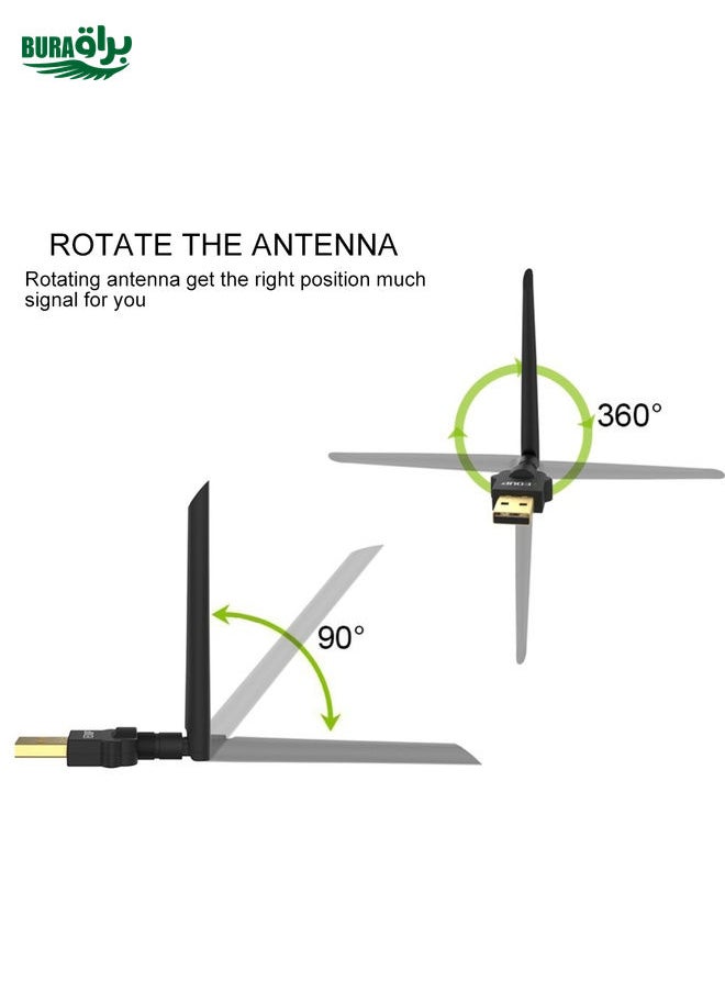EDUP EP-AC1669 AC1300Mbps 2.4GHz & 5.8GHz Dual Band USB WiFi Adapter External Network Card with 2dbi Antenna