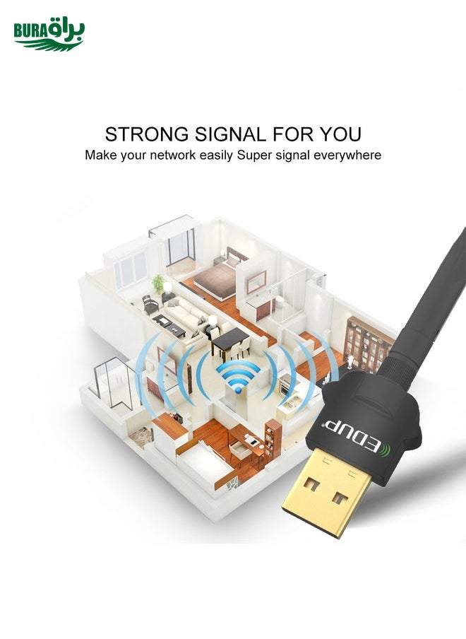 EDUP EP-AC1669 AC1300Mbps 2.4GHz & 5.8GHz Dual Band USB WiFi Adapter External Network Card with 2dbi Antenna
