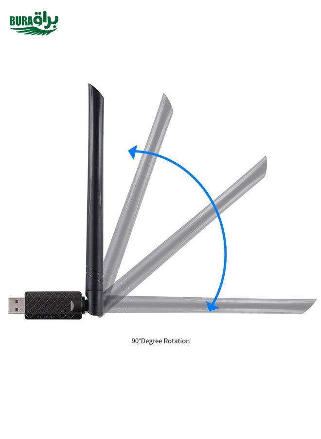 EDUP EP-AC1666 Dual Band 11AC 650Mbps High Speed Wireless USB Adapter WiFi Receiver, Driver Free