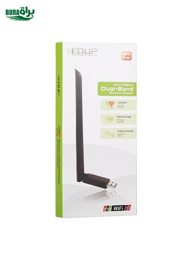 EDUP EP-AC1666 Dual Band 11AC 650Mbps High Speed Wireless USB Adapter WiFi Receiver, Driver Free