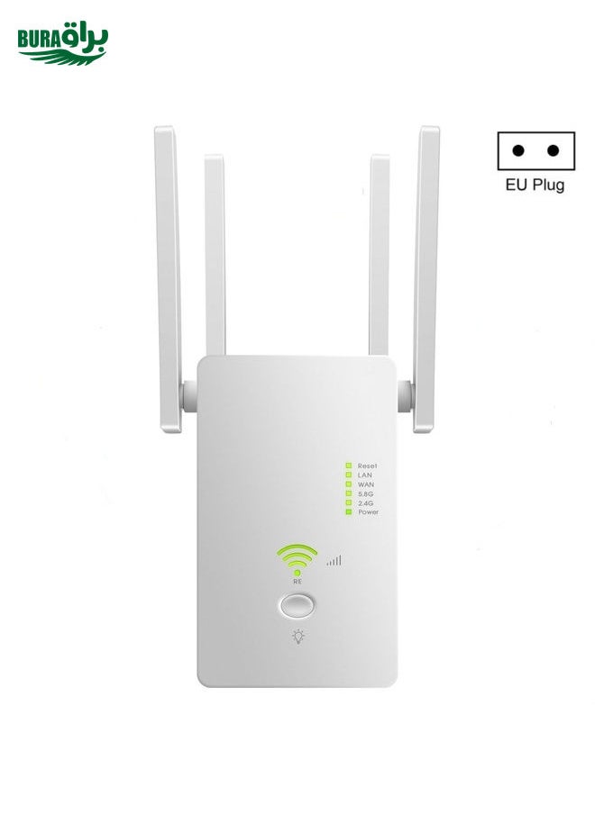 U6 5Ghz Wireless WiFi Repeater 1200Mbps Router Wifi Booster 2.4G Long Range Extender(EU Plug)