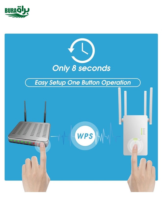 U6 5Ghz Wireless WiFi Repeater 1200Mbps Router Wifi Booster 2.4G Long Range Extender(EU Plug)
