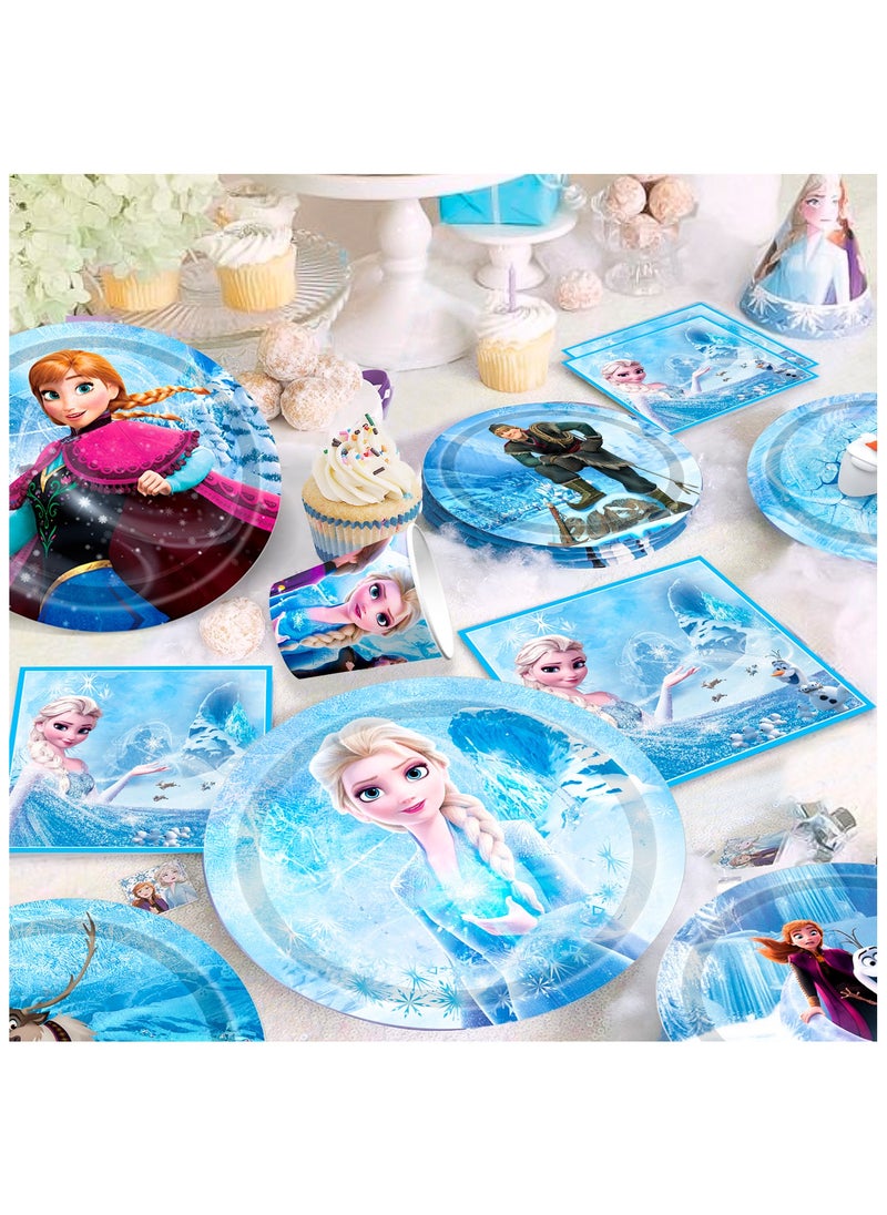 Frozen Birthday Party Disposable Tableware for 30 Guests, Elsa Birthday Party Decorations Set