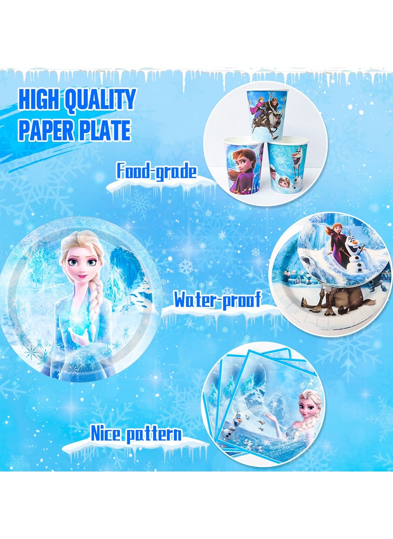 Frozen Birthday Party Disposable Tableware for 30 Guests, Elsa Birthday Party Decorations Set