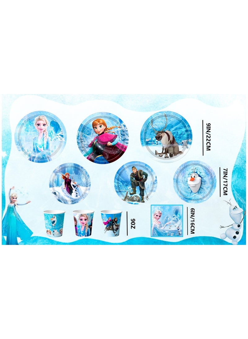 Frozen Birthday Party Disposable Tableware for 30 Guests, Elsa Birthday Party Decorations Set
