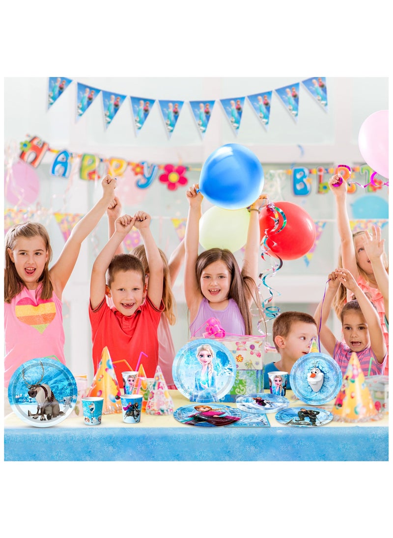 Frozen Birthday Party Disposable Tableware for 30 Guests, Elsa Birthday Party Decorations Set
