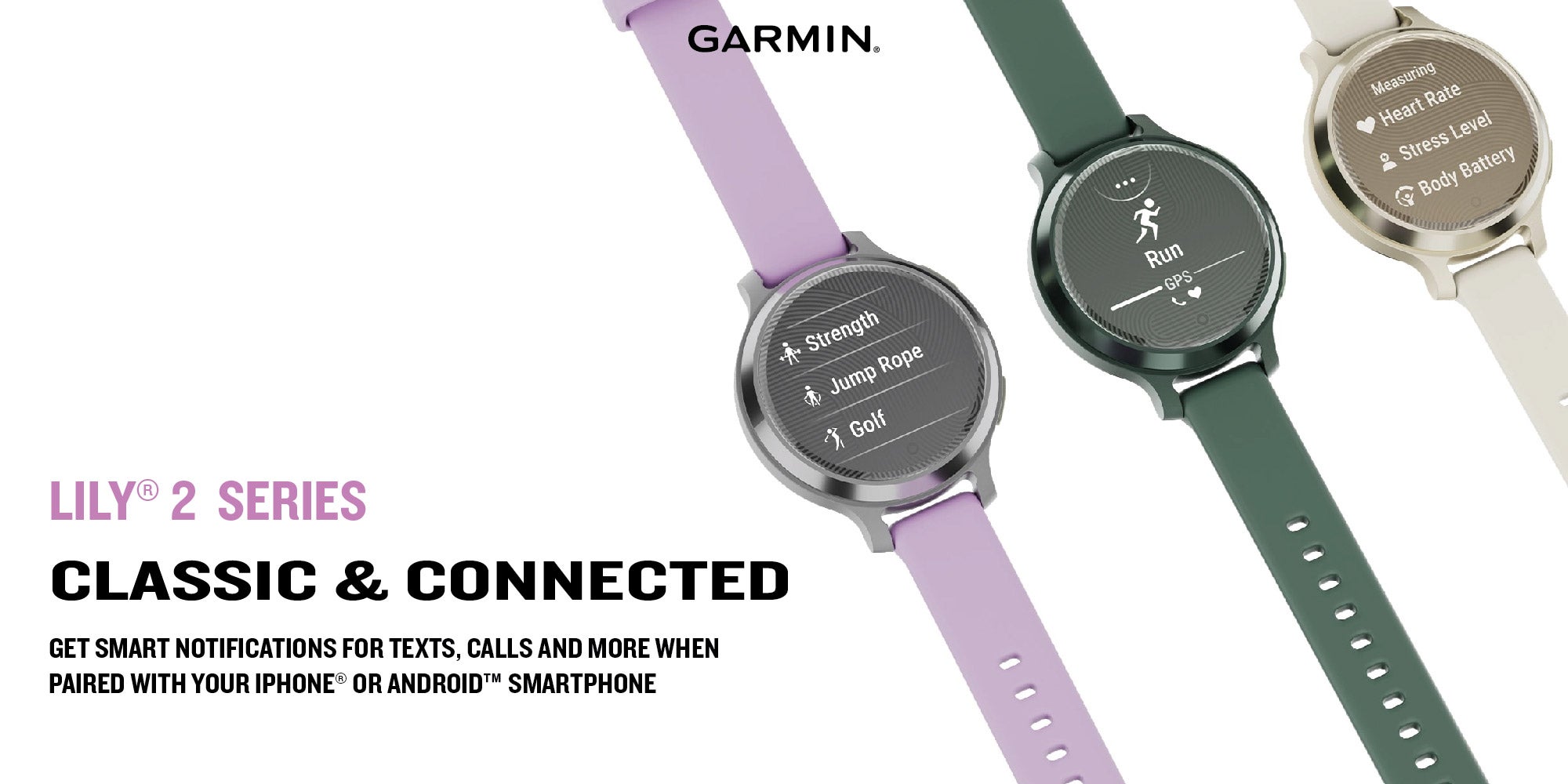 Lily 2 - 35.4 Mm - Up To 5 Days Of Battery Life - Lcd Display , Scratch Resistant, Corning Gorilla Glass 3, Heart Rate Monitor, Stress Tracking, Smart Notification, Built In Sports App, Ios And Android Compatible Metallic Lilac
