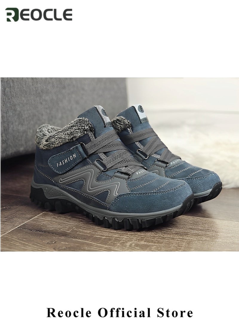 Women's Snow Boots Winter Thermal Villi Leather Platform Shoes with Warm Lining & Anti-slip Sole Hiking Shoes