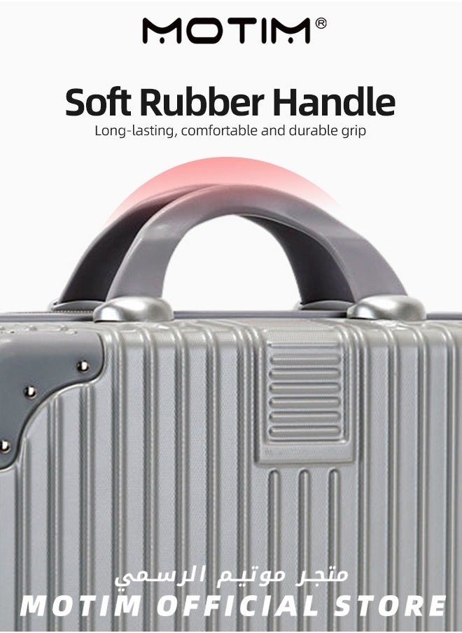 14 inch Mini Suitcase Travel Portable Storage Bag Waterproof ABS Hard Shell Carry-On Case with Elastic Strap and Zipper to Hang on Carry-On Luggage