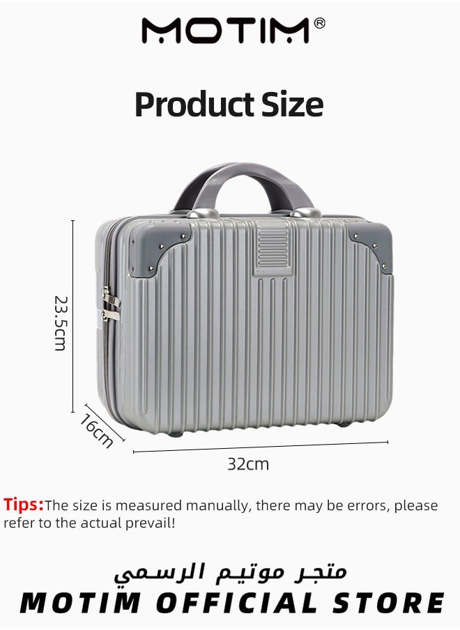14 inch Mini Suitcase Travel Portable Storage Bag Waterproof ABS Hard Shell Carry-On Case with Elastic Strap and Zipper to Hang on Carry-On Luggage