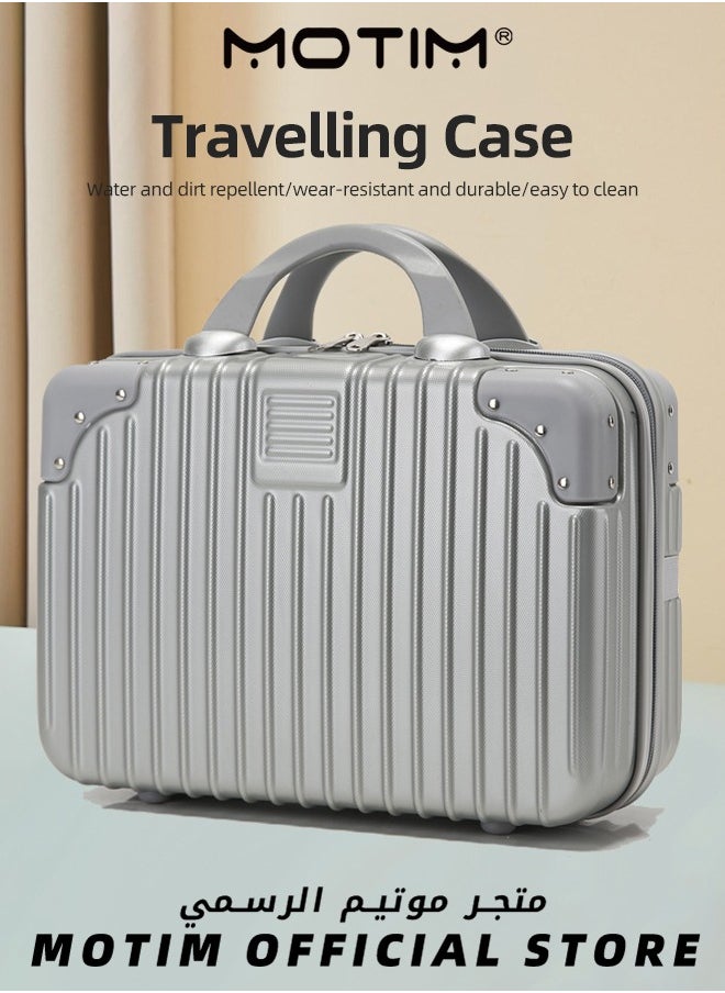 14 inch Mini Suitcase Travel Portable Storage Bag Waterproof ABS Hard Shell Carry-On Case with Elastic Strap and Zipper to Hang on Carry-On Luggage