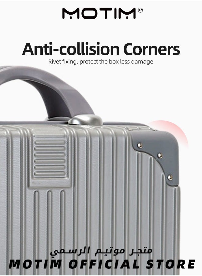 14 inch Mini Suitcase Travel Portable Storage Bag Waterproof ABS Hard Shell Carry-On Case with Elastic Strap and Zipper to Hang on Carry-On Luggage