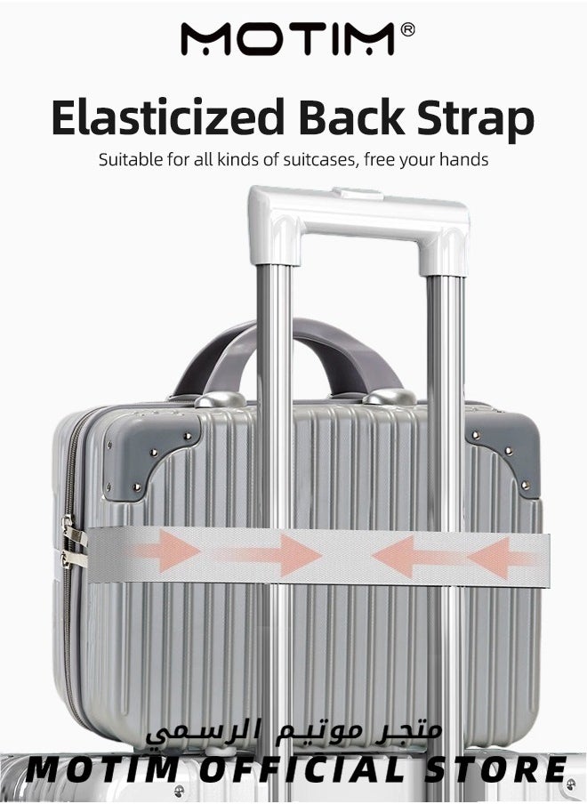 14 inch Mini Suitcase Travel Portable Storage Bag Waterproof ABS Hard Shell Carry-On Case with Elastic Strap and Zipper to Hang on Carry-On Luggage