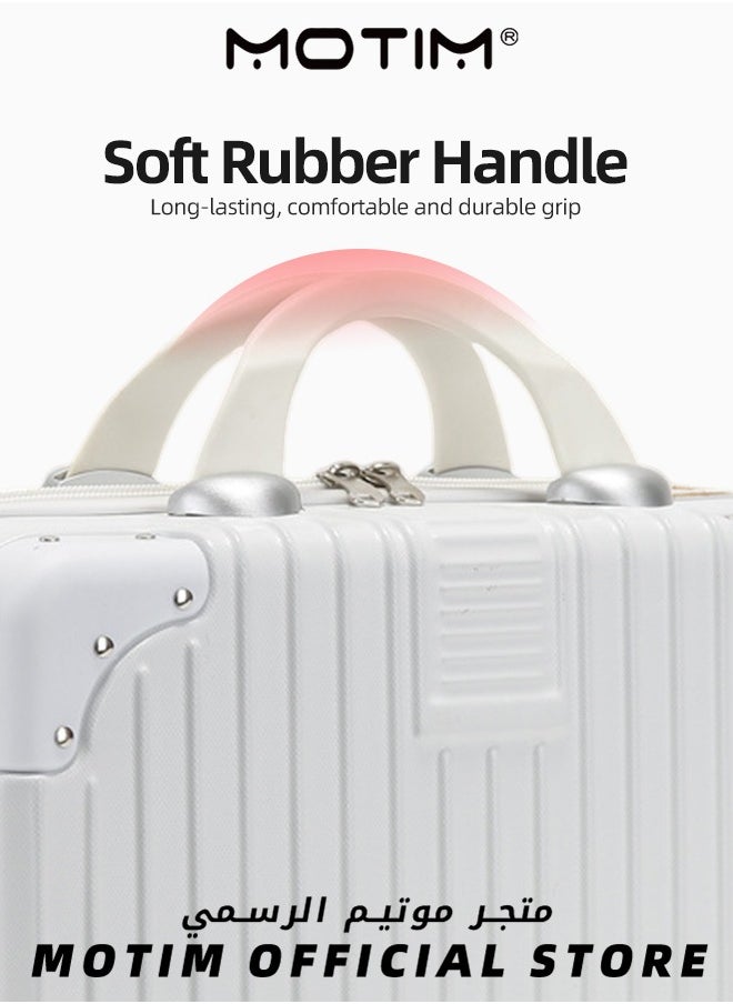 14 inch Mini Suitcase Travel Portable Storage Bag Waterproof ABS Hard Shell Carry-On Case with Elastic Strap and Zipper to Hang on Carry-On Luggage
