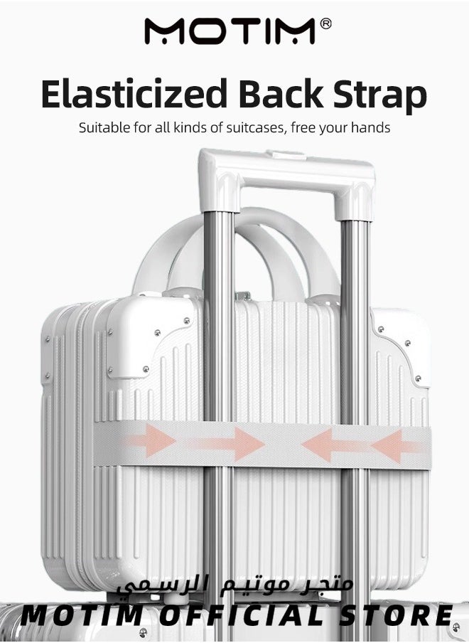 14 inch Mini Suitcase Travel Portable Storage Bag Waterproof ABS Hard Shell Carry-On Case with Elastic Strap and Zipper to Hang on Carry-On Luggage