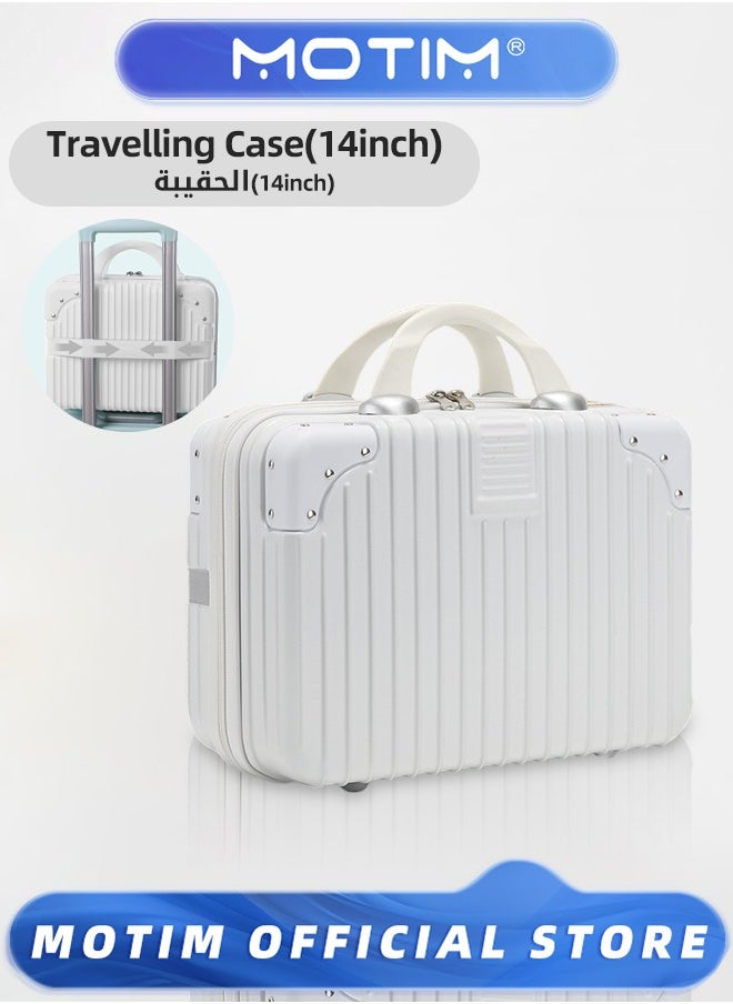 14 inch Mini Suitcase Travel Portable Storage Bag Waterproof ABS Hard Shell Carry-On Case with Elastic Strap and Zipper to Hang on Carry-On Luggage