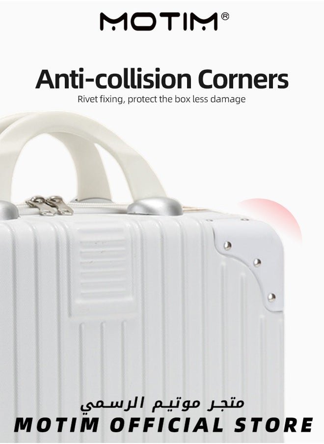 14 inch Mini Suitcase Travel Portable Storage Bag Waterproof ABS Hard Shell Carry-On Case with Elastic Strap and Zipper to Hang on Carry-On Luggage