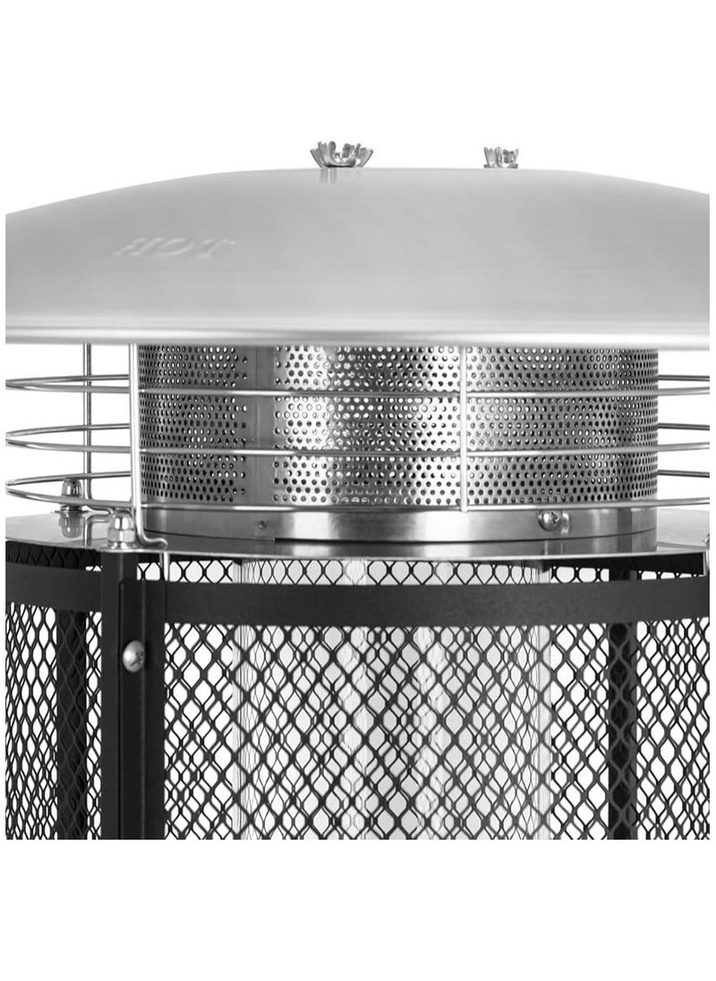 Patio Heater, Black Floorstanding Liquid Outdoor Heater Quartz Glass Tube Patio Heater, Visual Flame Heater