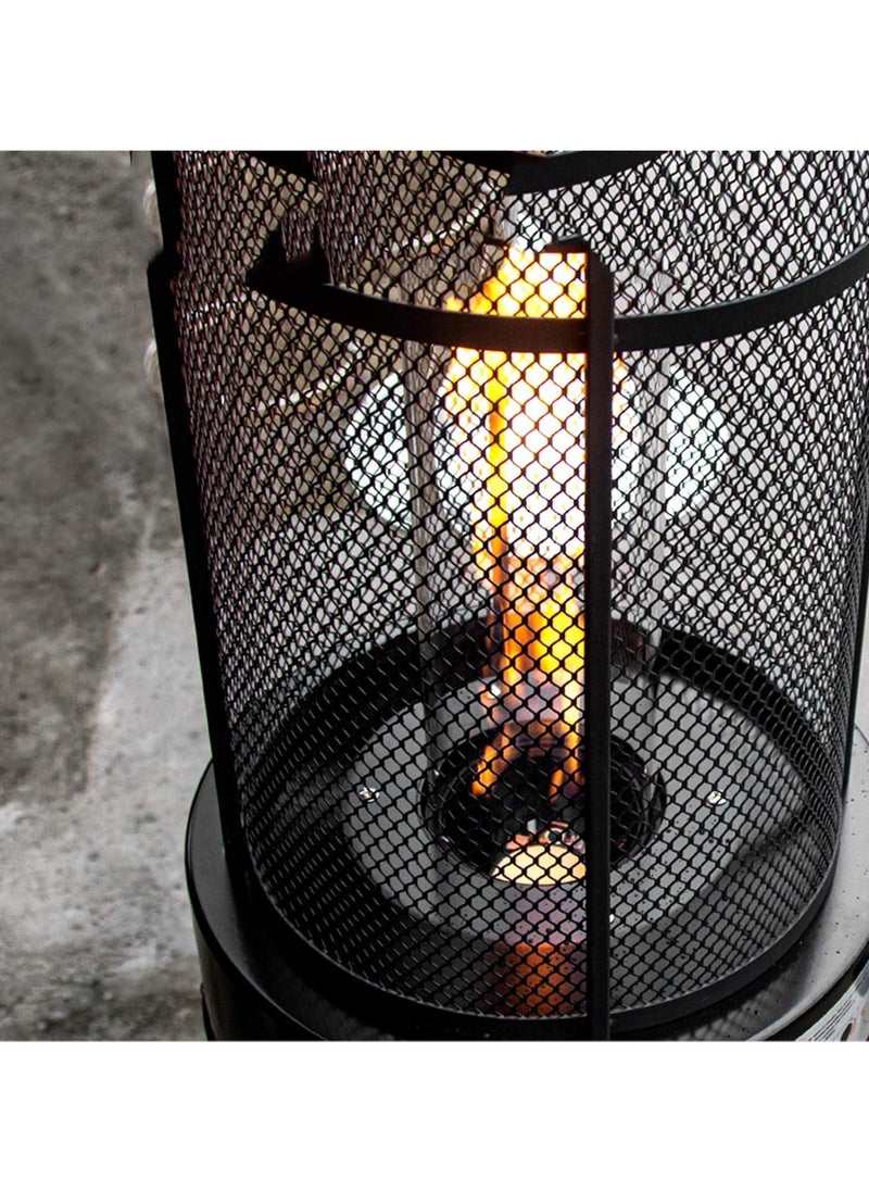 Patio Heater, Black Floorstanding Liquid Outdoor Heater Quartz Glass Tube Patio Heater, Visual Flame Heater