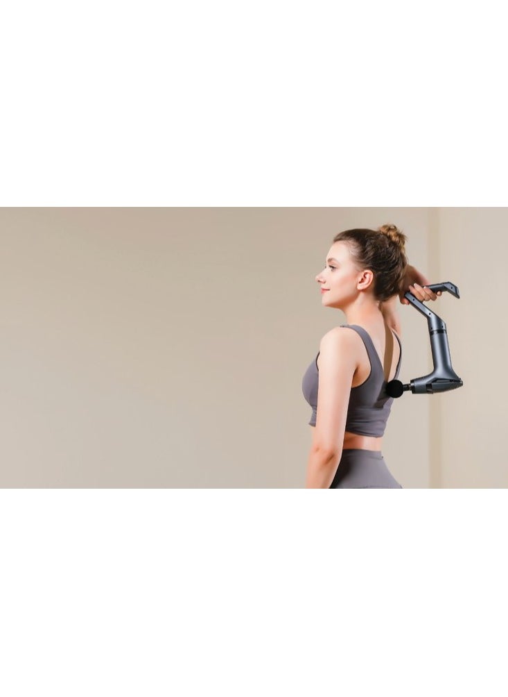 Multifunctional Massage Handle GMG-05 / Up to 3 Hour working time / 4 Massage Head / Extension Handle / 12 Speed Levels / Digital Display / Massage Belt / LED Lights - Black