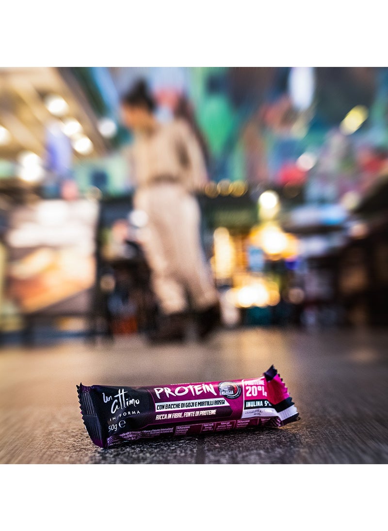 Protein Bar with 20% Protein and 5% Inulin - Goji Berry and mulberries Flavour(Pack of 24) - Made in Italy