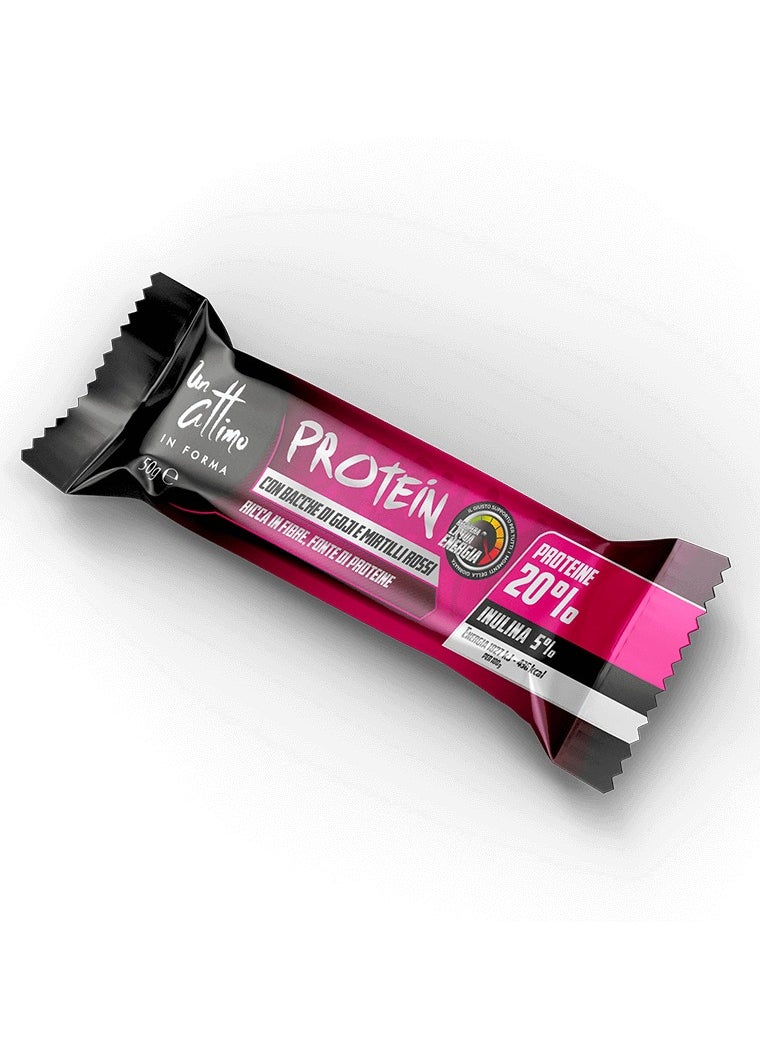 Protein Bar with 20% Protein and 5% Inulin - Goji Berry and mulberries Flavour(Pack of 24) - Made in Italy