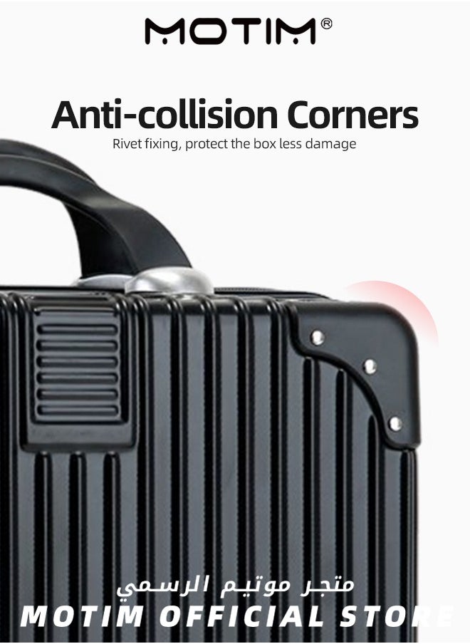 14 INCH Mini Suitcase Travel Portable Storage Bag Waterproof ABS Hard Shell Carry-On Case with Elastic Strap and Zipper to Hang on Carry-On Luggage