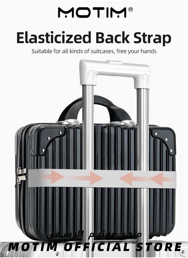 14 INCH Mini Suitcase Travel Portable Storage Bag Waterproof ABS Hard Shell Carry-On Case with Elastic Strap and Zipper to Hang on Carry-On Luggage