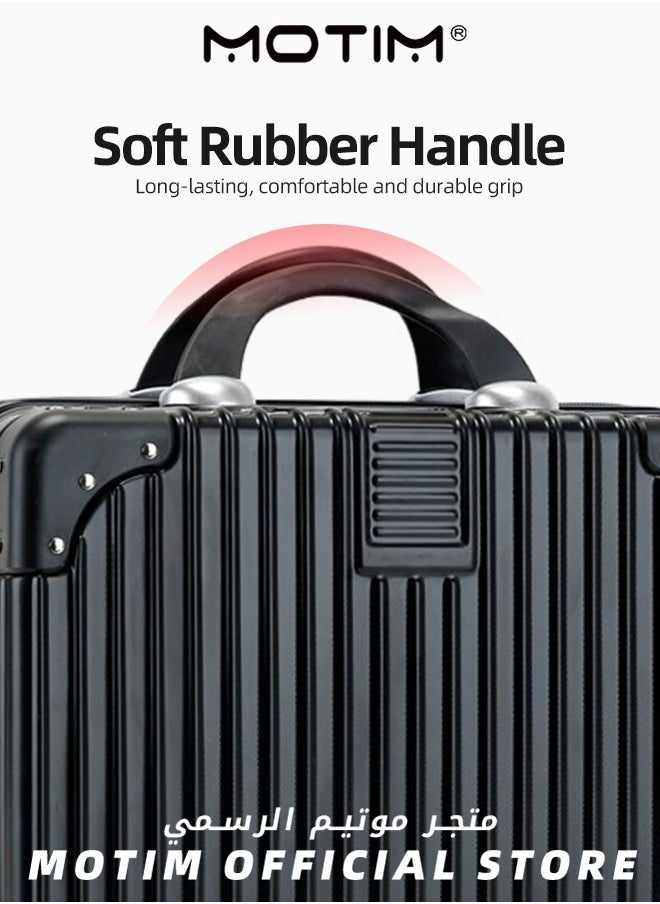 14 INCH Mini Suitcase Travel Portable Storage Bag Waterproof ABS Hard Shell Carry-On Case with Elastic Strap and Zipper to Hang on Carry-On Luggage