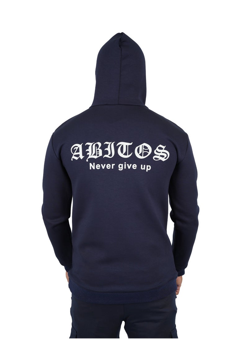 Men’s Cotton Sweatshirt Hoodie, Blue – Comfortable Pull-Over for Winter