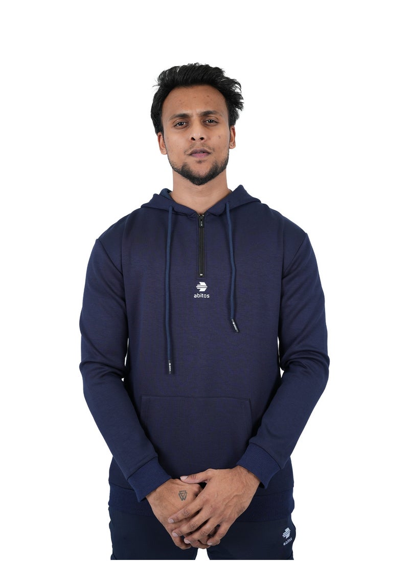 Men’s Cotton Sweatshirt Hoodie, Blue – Comfortable Pull-Over for Winter
