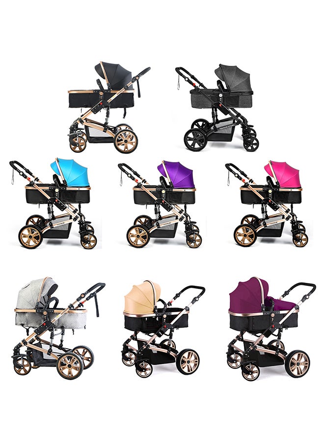 3 In1 Pram Stroller Sleeping Bassinet And Extra Wide Seat With Wide Canopy, Spill Proof Mat - Grey