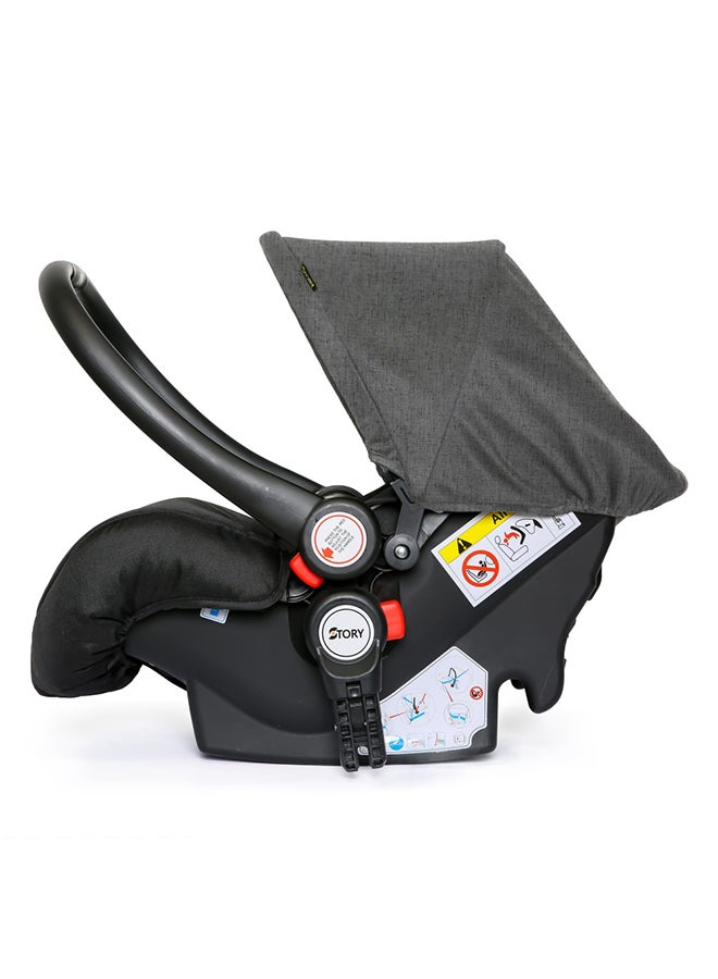 3 In1 Pram Stroller Sleeping Bassinet And Extra Wide Seat With Wide Canopy, Spill Proof Mat - Grey