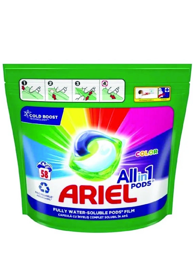 Ariel Colour All in1 Pods Washing Capsules 58 Washes