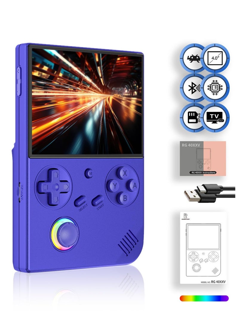 RG40XXV Handheld Game Console 4.0 Inch IPS TF Card With 10000+ Games 3200mAh 6+Hours Battery Support Wireless Network(64G Blue)