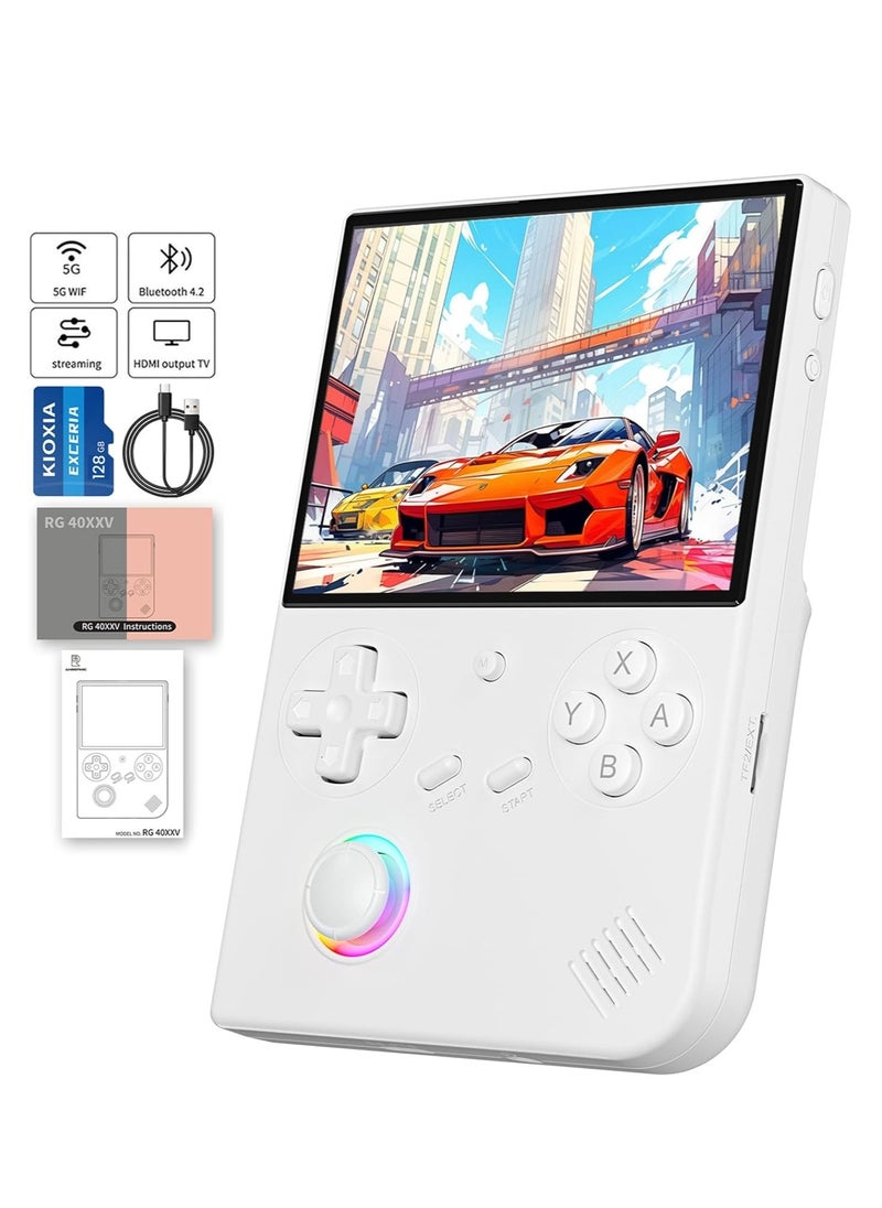 RG40XXV Handheld Game Console 4.0 Inch IPS TF Card With 10000+ Games 3200mAh 6+Hours Battery Support Wireless Network(128G White)
