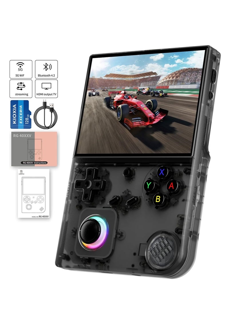 RG40XXV Handheld Game Console 4.0 Inch IPS TF Card With 10000+ Games 3200mAh 6+Hours Battery Support Wireless Network(128G Black)