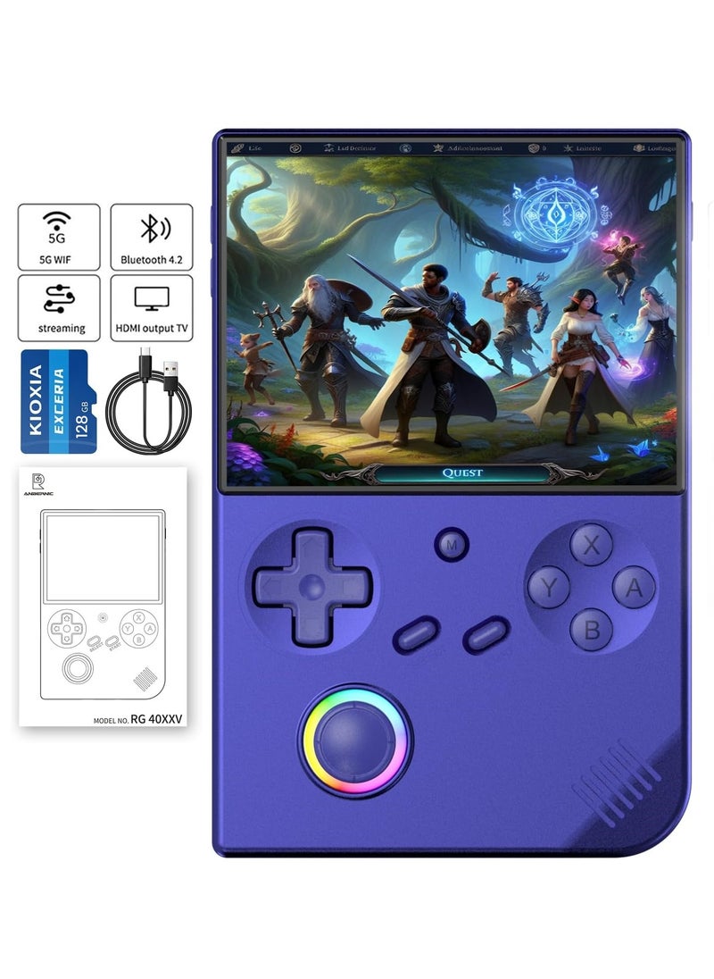 RG40XXV Handheld Game Console 4.0 Inch IPS TF Card With 10000+ Games 3200mAh 6+Hours Battery Support Wireless Network(128G Blue)