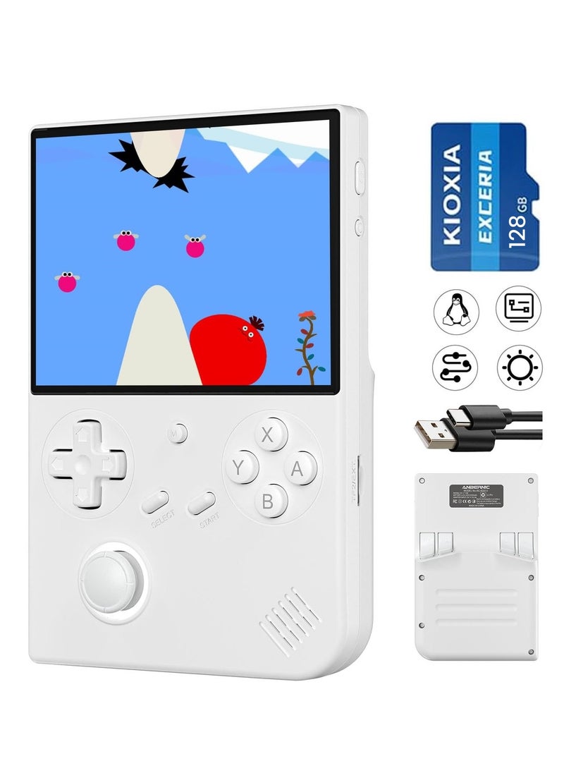 RG40XXV Handheld Game Console 4.0 Inch IPS TF Card With 10000+ Games 3200mAh 6+Hours Battery Support Wireless Network(128G White)