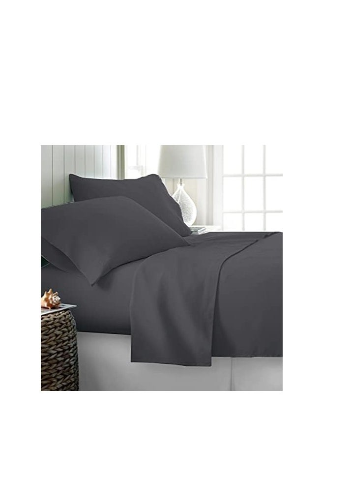 Twin Size Dark Gray Soft Wrinkle Free Microfiber Bedding 1 Pcs Duvet Cover 175X228 cm with 1 Pcs Pillow Sham Cover 50X66 cm