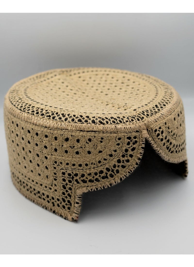 Sindhi Topi Kufi Traditional Ethinic Handmade Cap with Embroidered Front Cut for Kids, Ramadan, Eid Gift for Muslims Made in PakistanA
