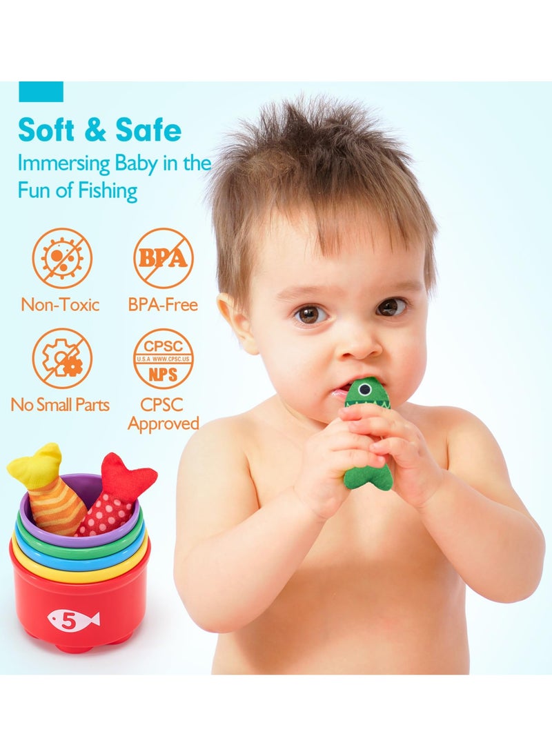 Fishing Game Baby Toy from 2 Years, Montessori Toy for Toddlers 2+, Educational Fishing Game for Motor Skills, Number Counting & Color Sorting Toys, Stacking Cups & Shape Learning Toys, Safe Washable Materials for Early Brain Development, Pre-school Educational Toy for Kids, Baby Gyms & Playmats with Storage Bags