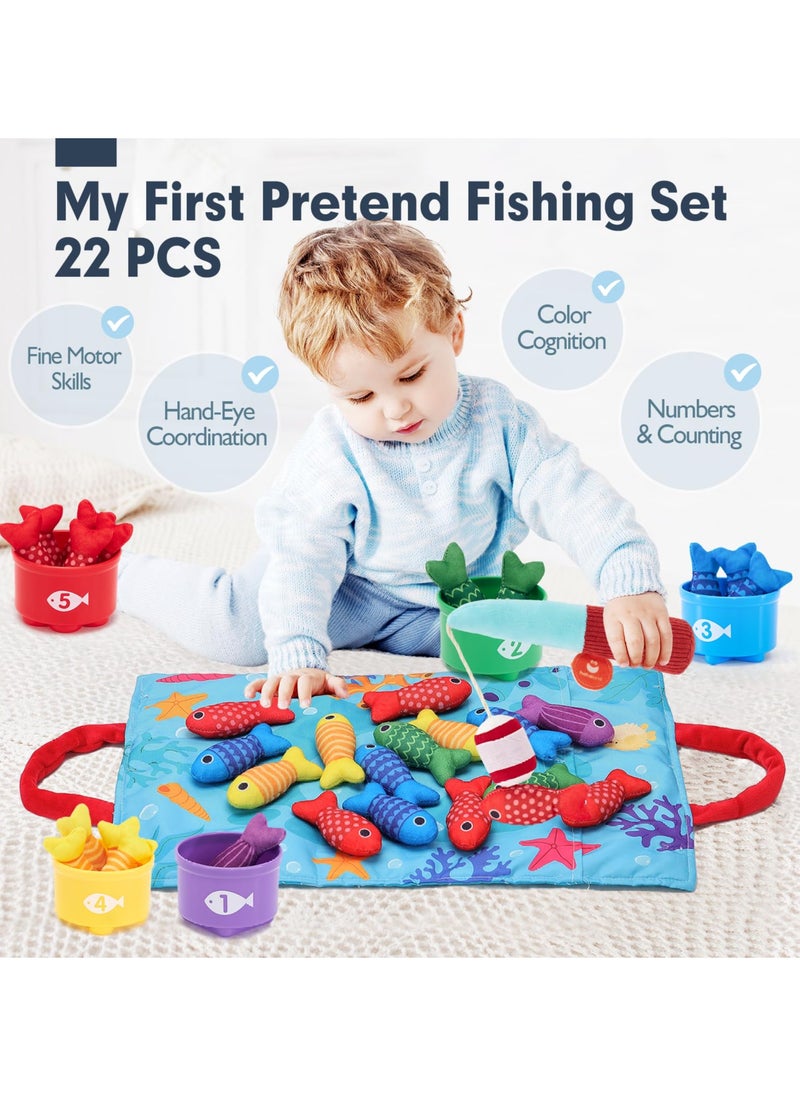 Fishing Game Baby Toy from 2 Years, Montessori Toy for Toddlers 2+, Educational Fishing Game for Motor Skills, Number Counting & Color Sorting Toys, Stacking Cups & Shape Learning Toys, Safe Washable Materials for Early Brain Development, Pre-school Educational Toy for Kids, Baby Gyms & Playmats with Storage Bags